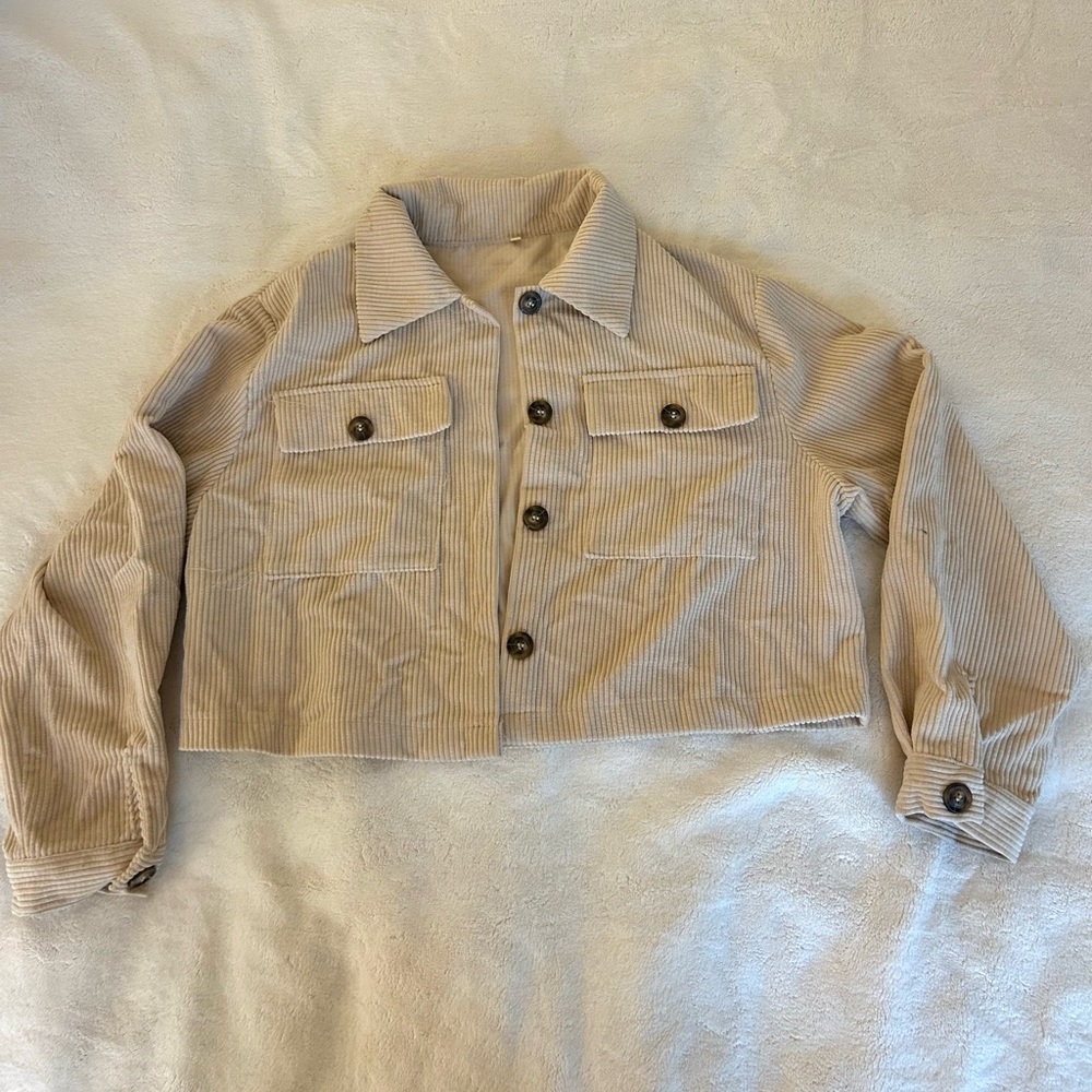 Tan Corduroy Cropped Jacket